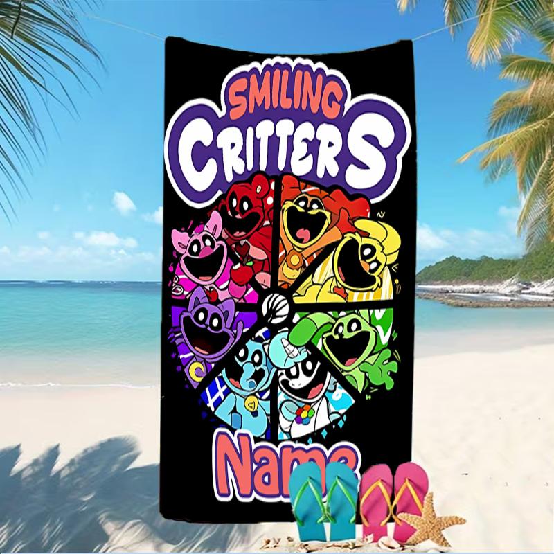 Customizable Personalized Beach Towels Smiling Critters Themed designs.Suitable for the Beach, Yoga, Sports;ideal As Beach Accessories
