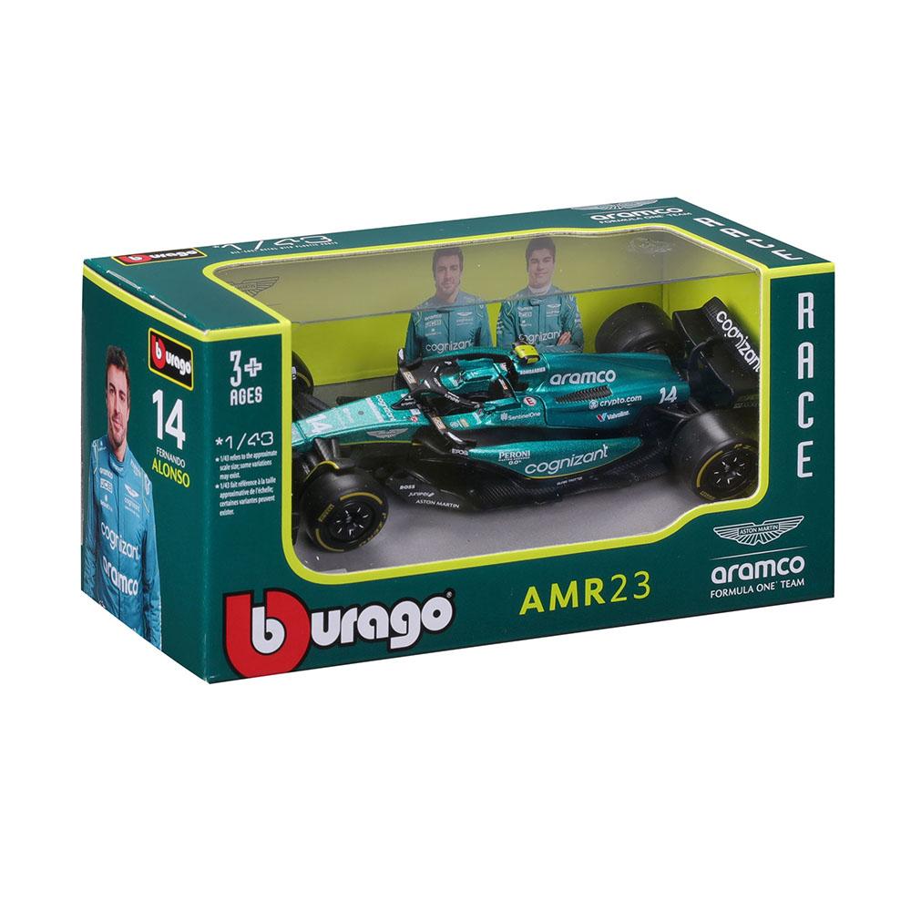 Bburago 1:43 2023 F1 Aston Martin 14# Fernando Alonso 18# Lance Strulovitch Alloy Luxury Die Casting Car Model Toy Series
