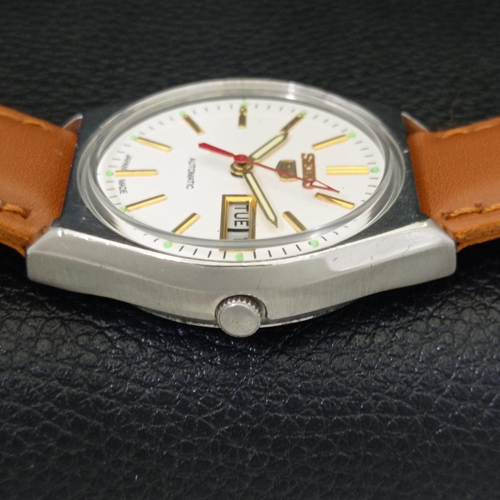 Seiko 5 AUTOMATIC VINTAGE 6309A JAPAN MENS WHITE COLOR DIAL WATCH A702624-1