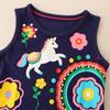 Summer European Style Girls' Knit Cotton Cartoon Princess Tank Dress