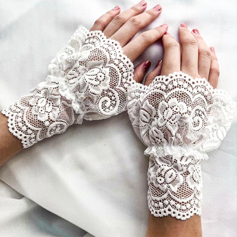 1PC Women's Lace Horn Sleeve Cover Skin friendly Soft Mesh Ruffle Edges Hollow out Fashion Item