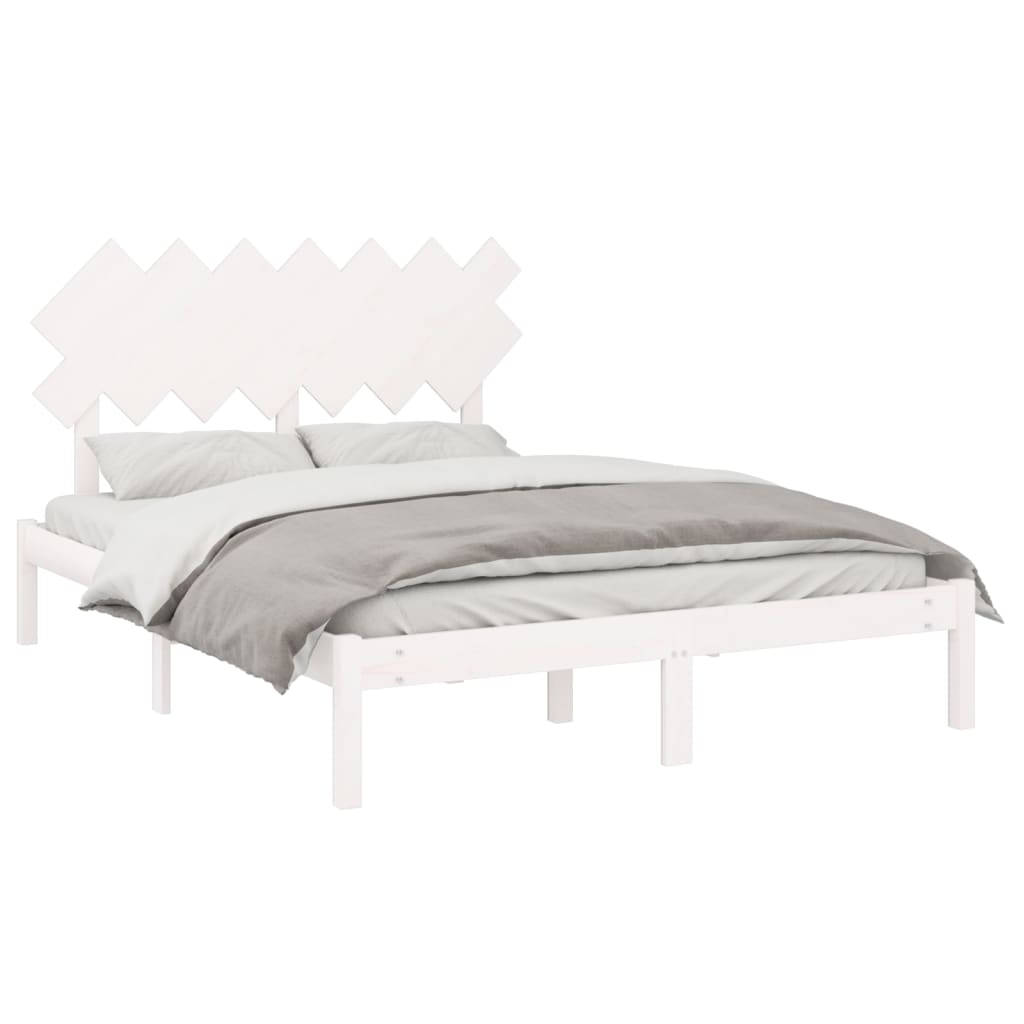 Solid Wood Bed White 140 X 200 Cm