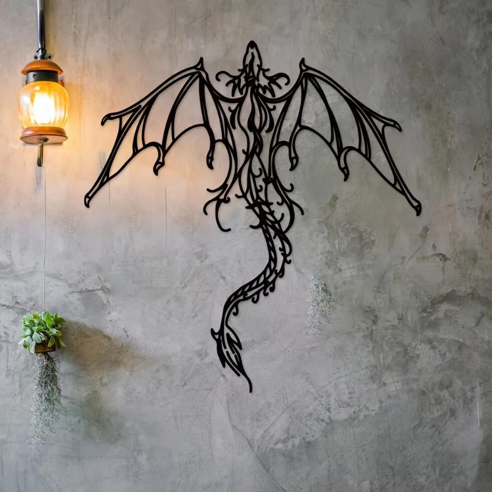 Mythic Dragon Metal Wall Decor (1pc) - Fantasy for Home. Great for Game Room & Man Cave. Gift for Him.