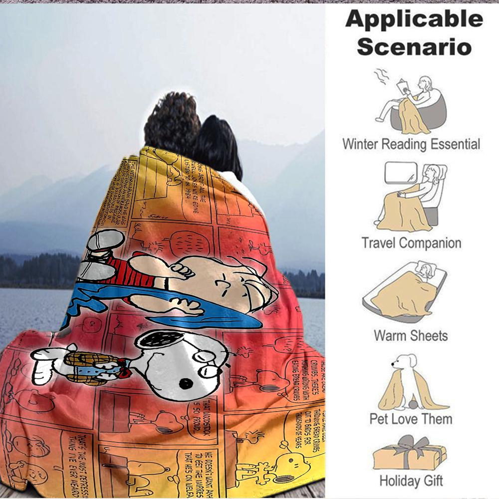 1Pc Snoopy'S Comic Adventure Flannel Blanket, Soft And Comfortable, Casual Warm, Camping Travel, Christmas, Halloween Xmas Gift S1795