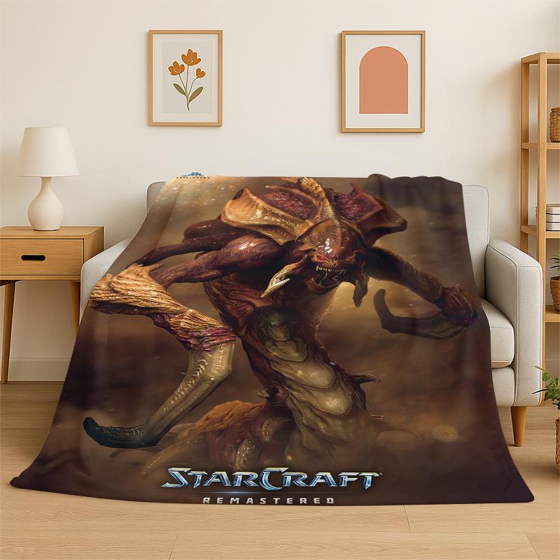 retro StarCraft Game Gamer cartoon Flannel Blanket Soft Warm Throw Blanket for Bedroom Living Room Bed Travel Camping Picnic