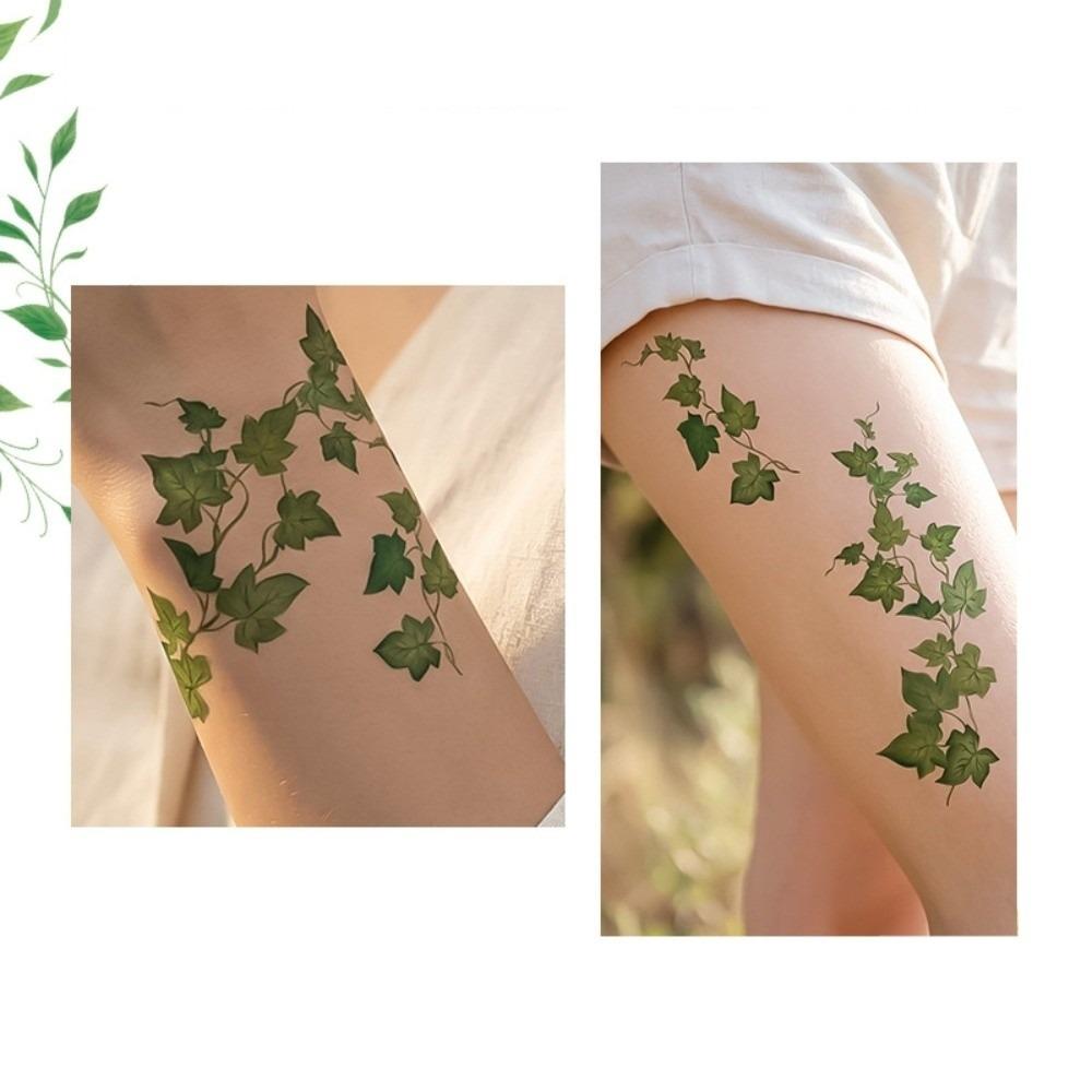 5 Vel Langdurige Groene Blad Tijdelijke Tatoeages Waterdichte Make-up Stickers Body Art