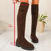Women's Brown Suede Back-Lace Over-the-Knee Tall Boots – Autumn/Winter Chunky Platform Block Heel Rider Boots