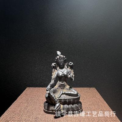 Antike Verschiedene Artikel Nachbildung Vintage Schwarze Grüne Tara Figur Tibetischer Stil Sammlerstücke Handwerk Eisen Buddha
