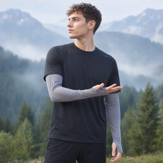 Sun Protection Ice Sleeves for Men Women, Breathable Ice Silk Cooling Arm Sleeves with Thumb Hole, Lightweight UV Sun Protection Sleeve for Summer