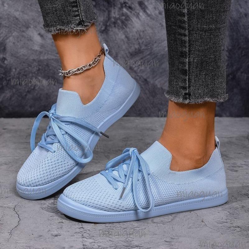 Women Mesh Breathable Flat Casual Shoes Lace-up Comfortable Loafer Ladies Platform Lightweight Sneakers Size36-42 Tenis Feminino