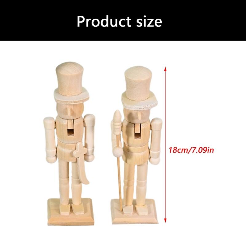 Unfinished Wood Nutcrackers Ornament Unpainted Mini Wooden Figurines,Set of 2 Colour Included Christmas Decorations