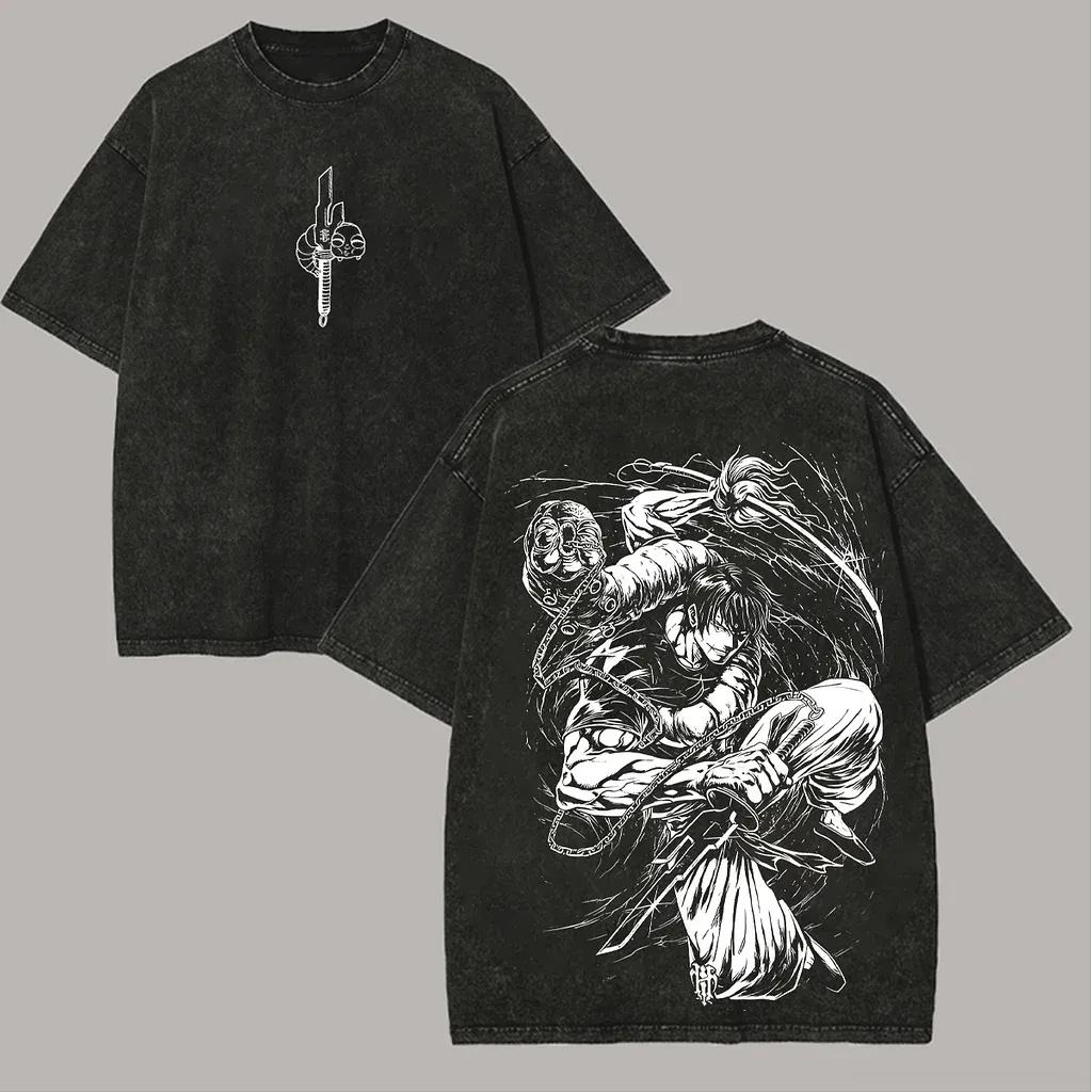 T-shirt Toji Fushiguro Jujutsu Kaisen Lancia Invertita Tee Lavata Vintage Oversize Retrò Anime Harajuku Uomo Streetwear Abbigliamento
