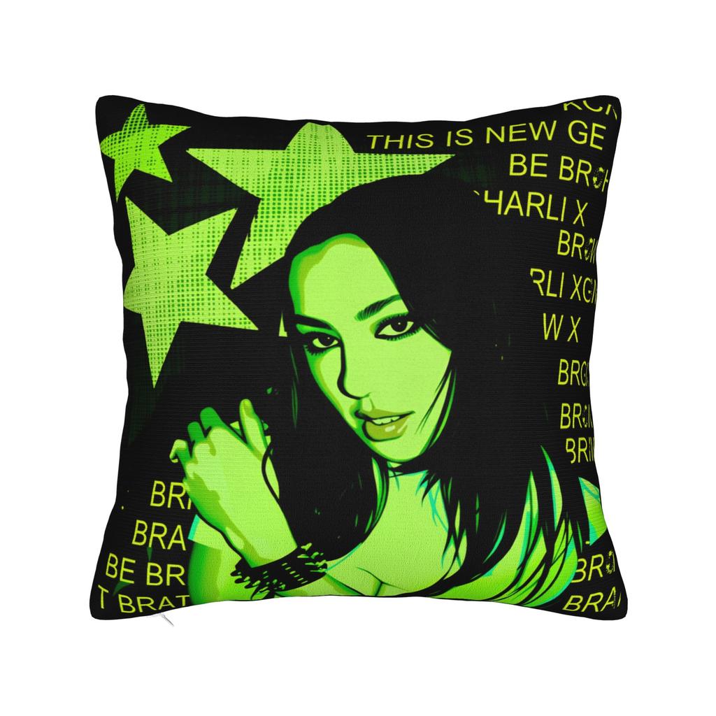 Charli Xcx Brat Pillow Case Comfy Pillow Cover For Office Car Home Decor Retro Trendy Cushion Cover