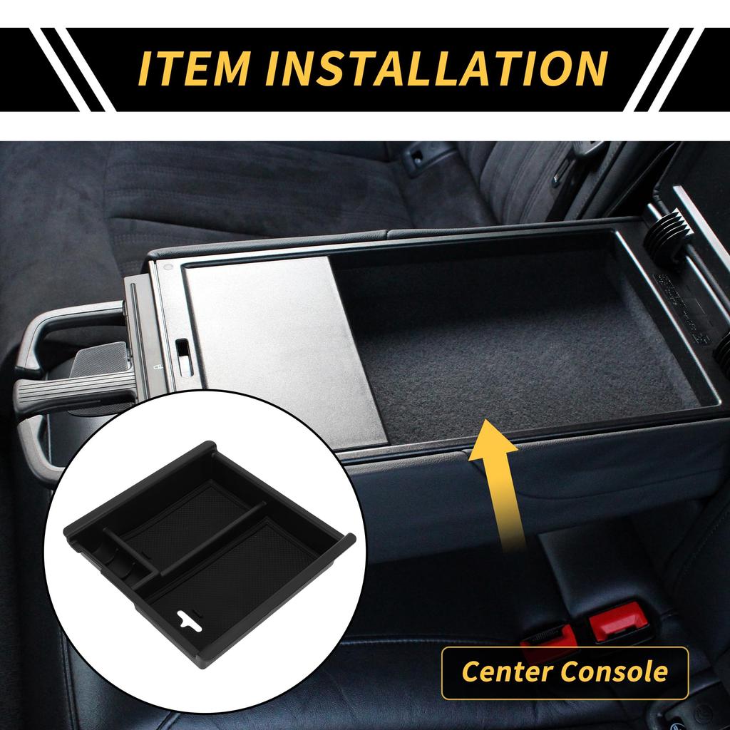 REPAIROCK Center Console Organizer Tray Armrest Storage Box Insert Tray Plastic Black for Toyota Tacoma 2016-2021