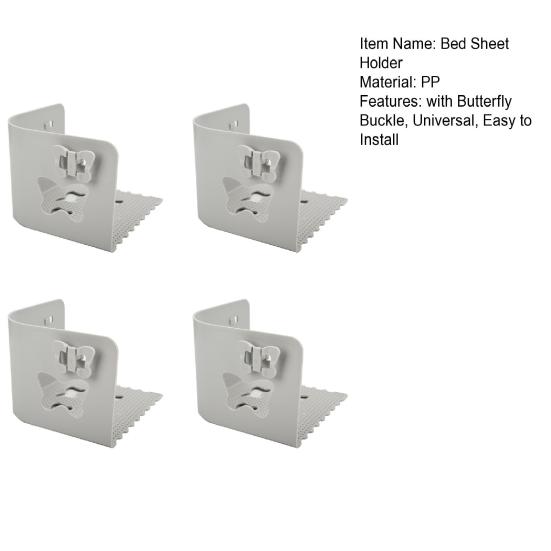 4Pcs Bed Sheet Holder with Butterfly Buckle Non-slip Bedsheet Corner Fastener Keep Sheets Tight All Mattress Size Fitted Sheet Fixing Clip Keeper