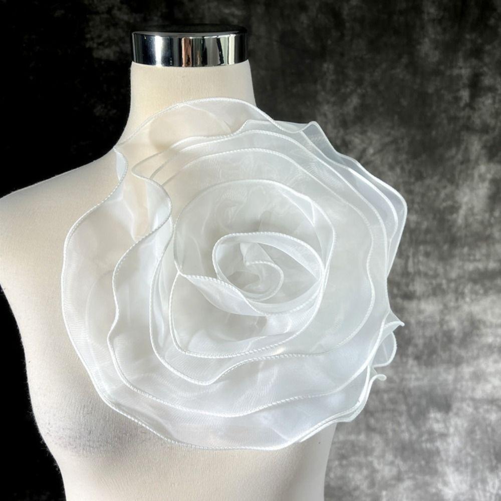 Patch Fiore Grande Organza Multistrato Fiore Petto 3D Patch per Abbigliamento Spilla Fatta a Mano Accessori Applique per Vestiti Cucito