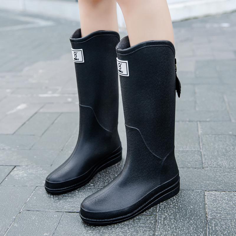 Women's Durable Waterproof Red Rain Boots - High-Top, Non-Slip, Soft-Soled for Outdoor Mountain Climbing