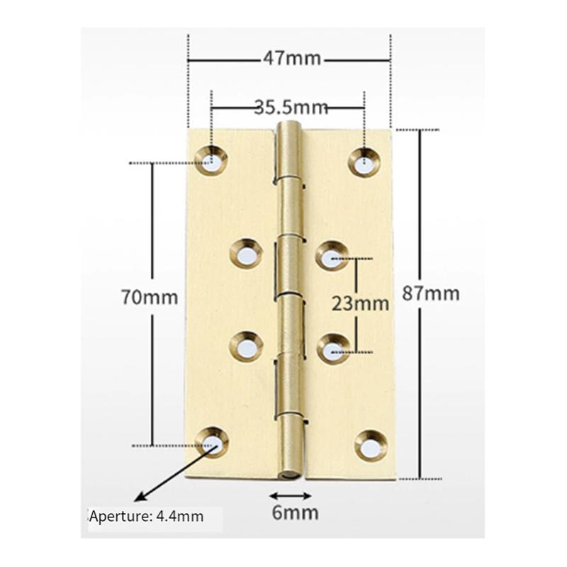A25F-Brass Hinge Set-10 Pieces Brushed& Sealed For Jewelry Box Doors Kitchen Cabinets Copper Small Box Decorative Accessories