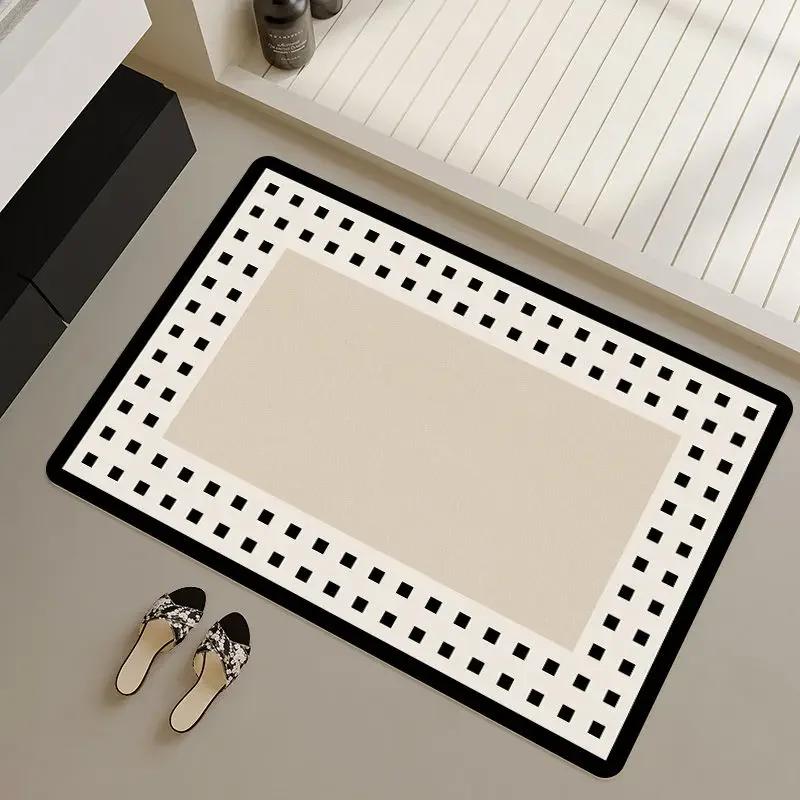 Bathroom floor mat cream wind diatom mud absorbent mat toilet door foot mat bathroom toilet quick drying non-slip carpet