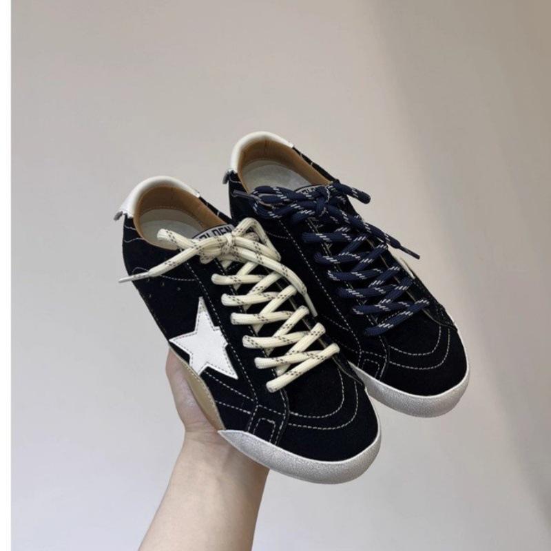 

Корейские ретро ручной работы старые маленькие грязные туфли женские осень 2025 новые повседневные трендовые универсальные плоские туфли-звезды 40 чёрный