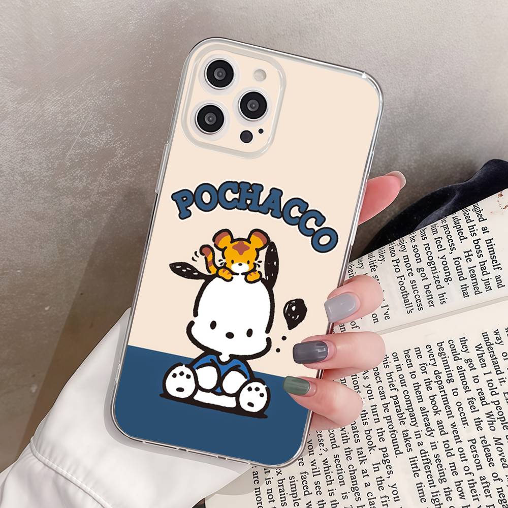Cute Cartoon P-pochacco Silicone Phone Case Material For iPhone 17 16 15 11 12 13 14 Pro Max Mini Plus Soft TPU