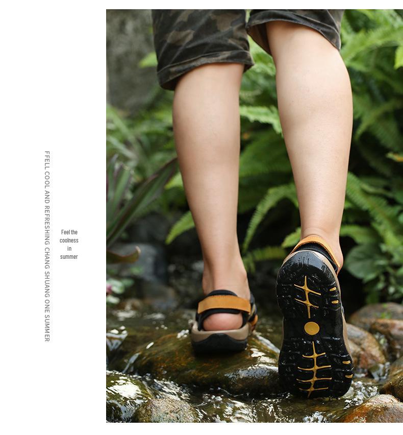 Men's Large Size Durable Handmade Leather Beach Sandals