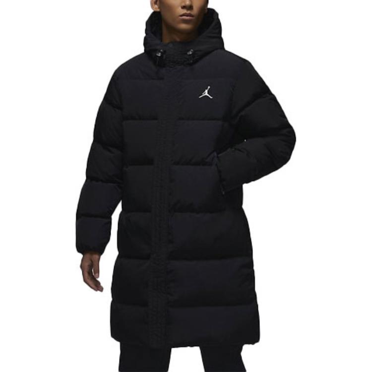 Jordan Long Thick Warm Hooded Down Jacket Men Outerwear Black FB7314-010