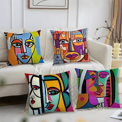 Moderne Abstrakte Malerei Kissenbezug Kurzplüsch Druck Kissenbezug Quadratische Wurfkissenbezüge Sofa Heimdeko