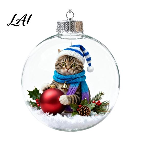 Decorative Xmas Tree Pendants Glowing Christmas Story Ornament Light‑Up Mini Animals Hanging Ball Ornament with Warm LED Transparent Balls