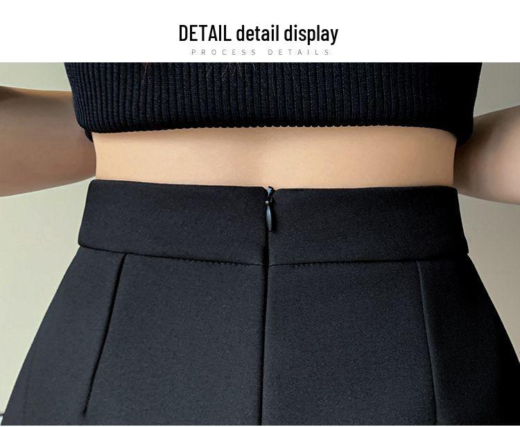 Women's 2026 Spring/Summer High-Waist Black A-Line Wide-Leg Cargo Shorts Skirt