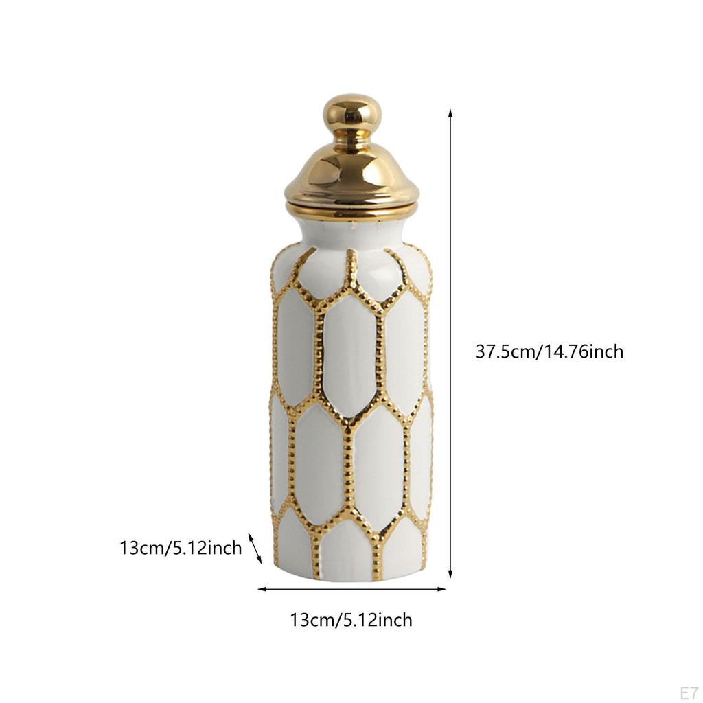 Ceramic Tea Canister Tin Porcelain Ginger Jar Floral Arrangement Chinese Storage Pot Temple for