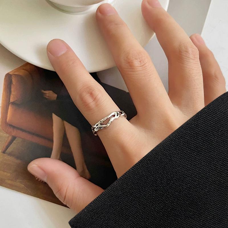 Vintage Minimalist 925 Sterling Silver Adjustable Ring for Women
