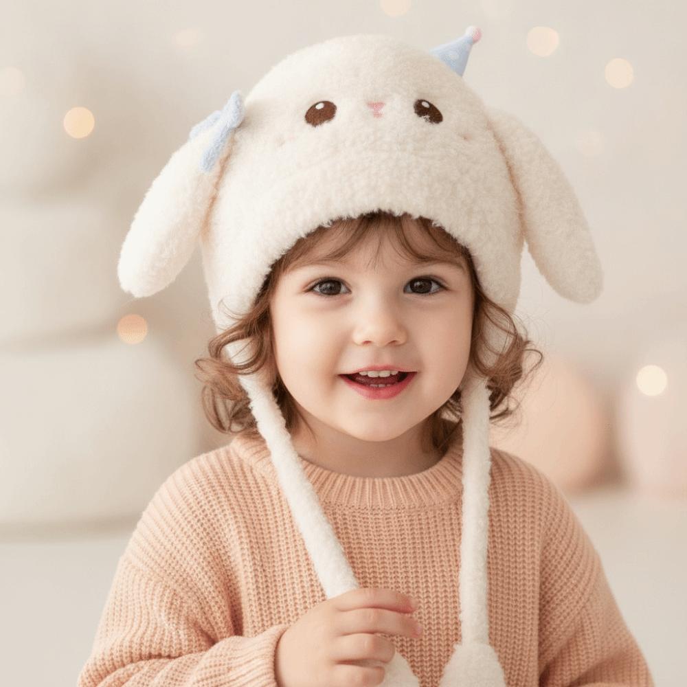 Windproof Toddler Earflap Hat Thermal Cartoon Fluffy Caps Plush Kids Beanie Cold Outdoor