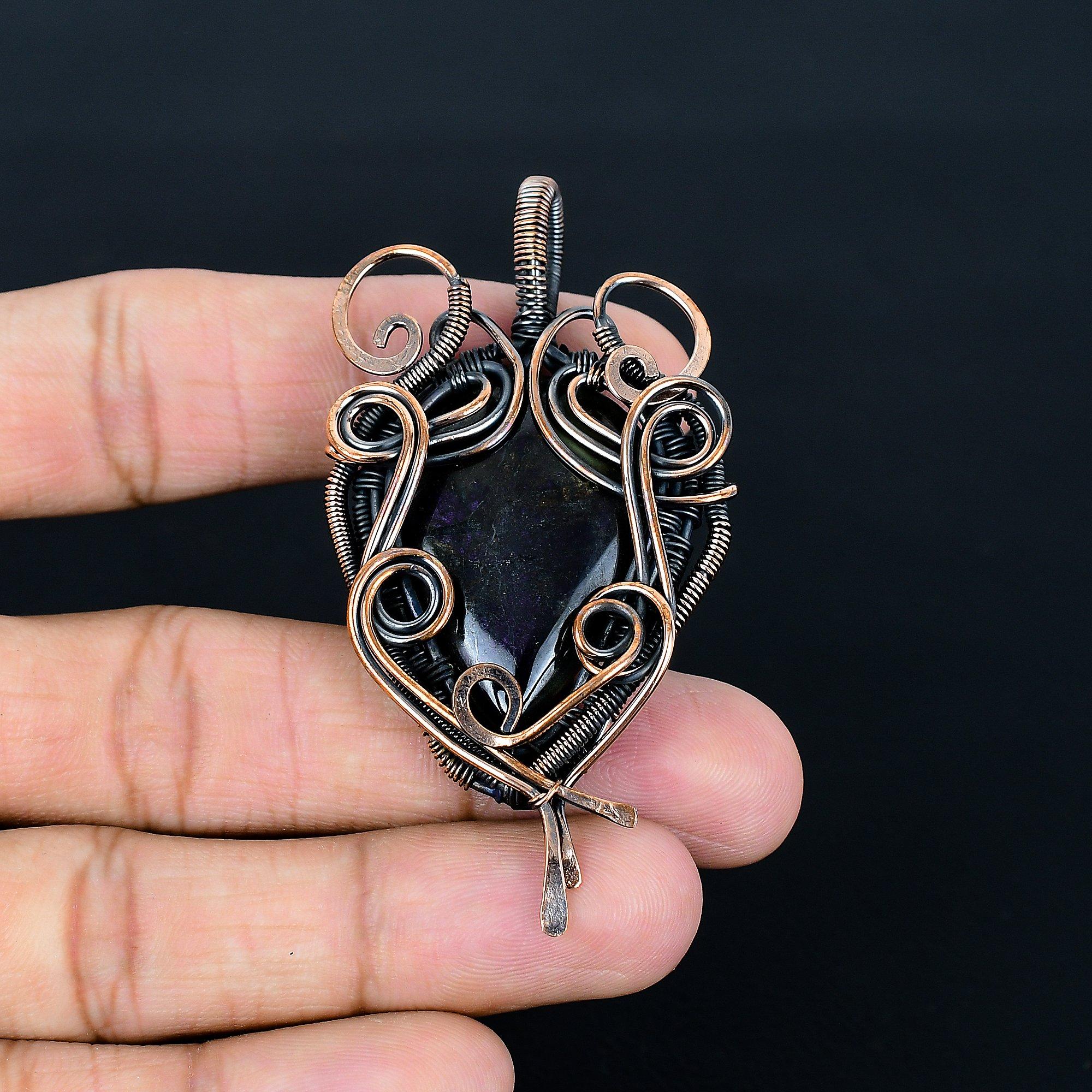 

Sugilite Pendant Gemstone Handmade Jewelry, 999 Copper Wire Wrapped Pendant, Gift For Wife Jewelry 2.55 Inches