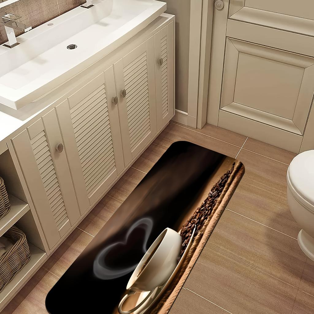 1 stk Kaffetrykk Anti-skli tepper Kjøkkenmatte Myk fortykket kjøkkengulvmatte Vanntett Vintage Absorberende Sklisikkert Oljebestandig Gulvmatte Løpematte