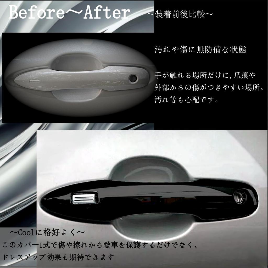 Flatland Prius 50 Series PHV 52 Series Exterior Door Mirror Covers and Door Handle Covers Custom Parts and Accessories Set, (Black)