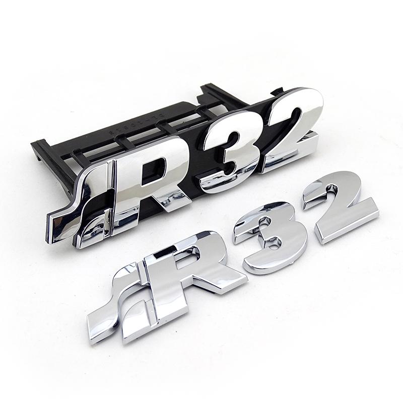 ankfz6 3d R32 Front Grill and truck Badge Emblem for VW Golf MK4 MK5 GOLF 4 Golf 5 R32 Boot Logo Sticker 1999-2008