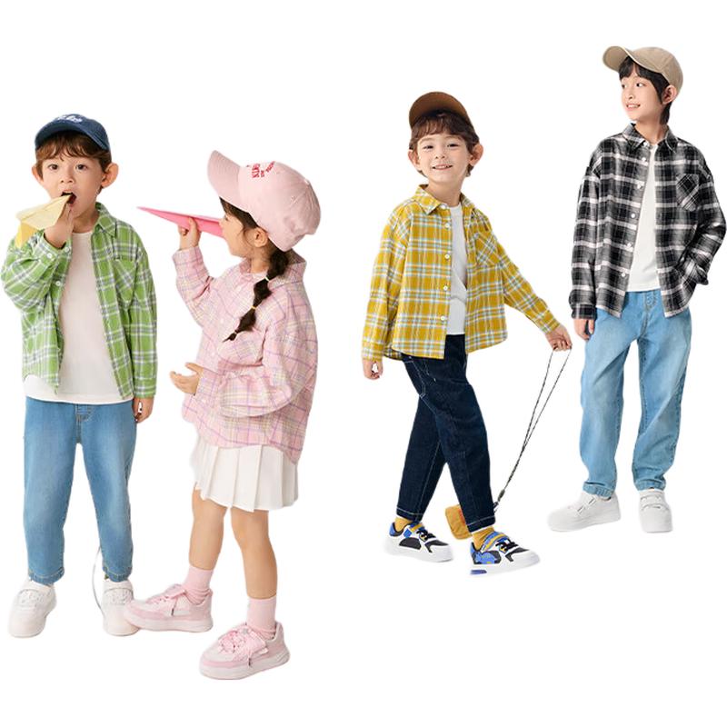 Balabala Kids  2025 Plaid Button-Up Shirt 100