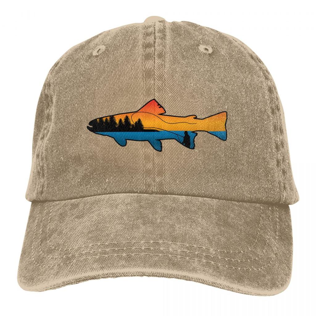 Fly Fishing Sunset Baseball Cap Fishing Lover Vintage Baseball Hats Unisex Outdoor Adjustable Dad Hats Cap