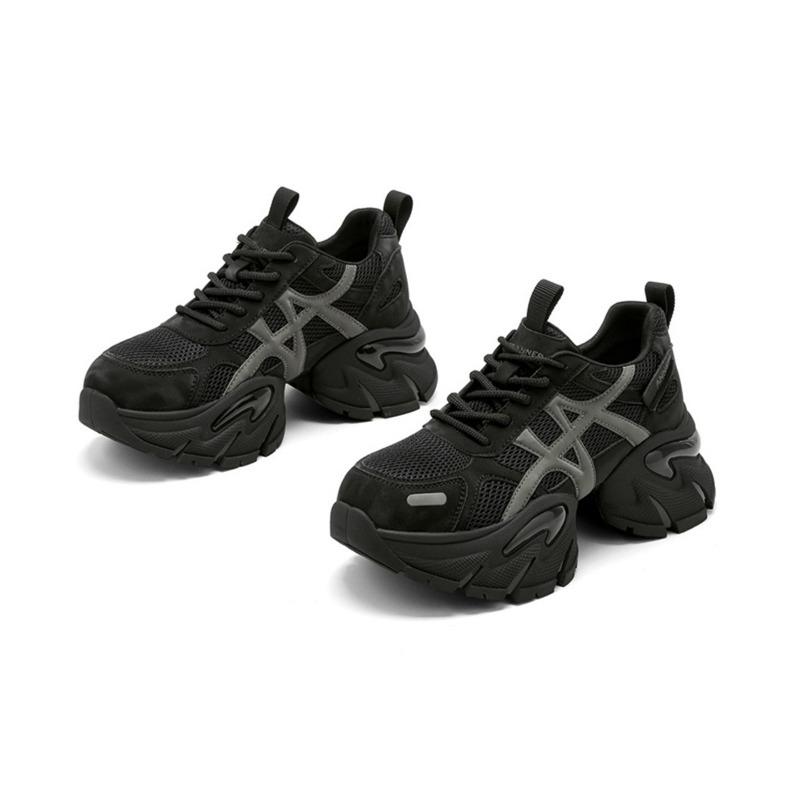 

Thick sole 6 heightened mesh breathable dad shoes women s spring and autumn new lightweight casual sports shoes 40 чёрный