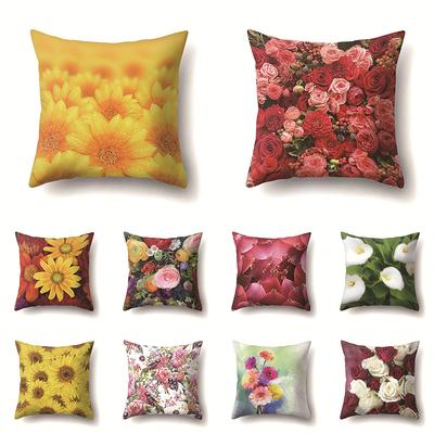 Home Decoration Floral Print Pillowcase Sunflower Rose Daisy Pillowcase Living Room Sofa Cushion Cover Bedroom Room Decoration