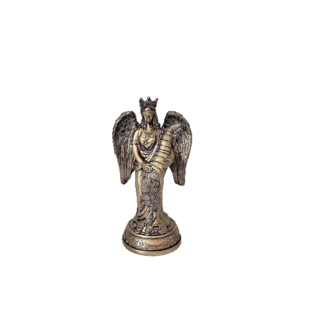 Exquisite European American Resin Ornament: Greek Angel Goddess of Wealth for Bookshelf or Entrance Cabinet