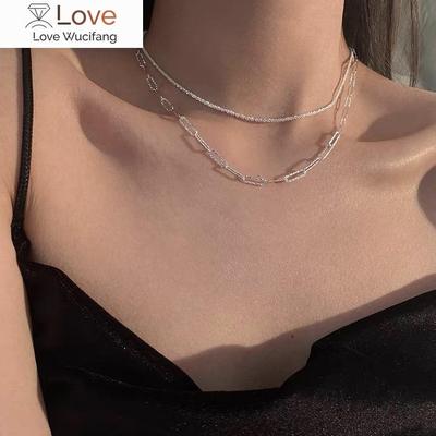 925 Sterling Silver Necklace Bright Flash Chain Geometric Rectangle Choker for Women Fine Jewelry Temperament Clavicle Chain