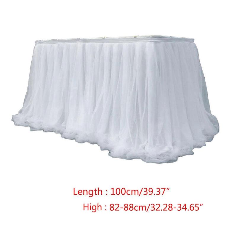 Colorful Tablecloth Table Skirt Baby Shower Girls Birthday Table Skirt Pink Table Cloth Wedding Party for Dinning Tables White