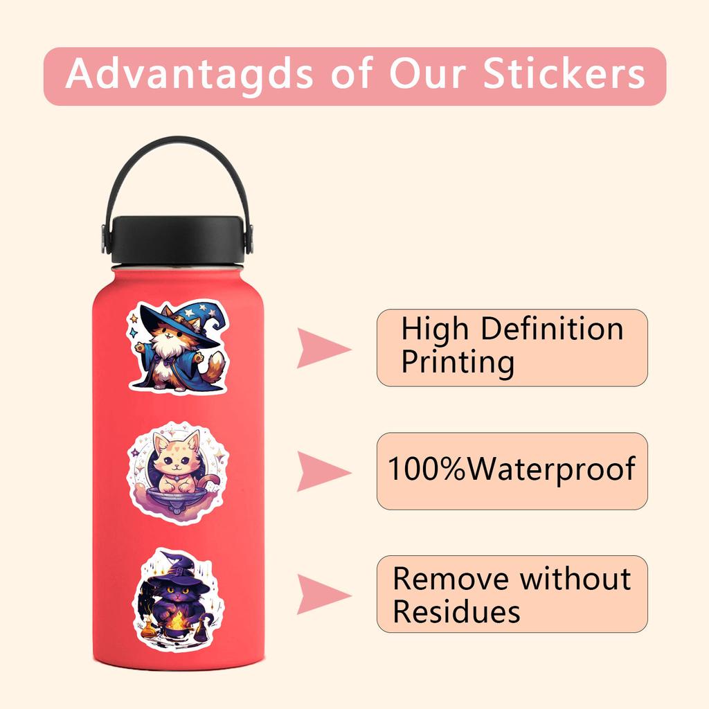 55 Magic Cat Doodle Stickers Decorative Suitcase Scooter Cartoon Stickers