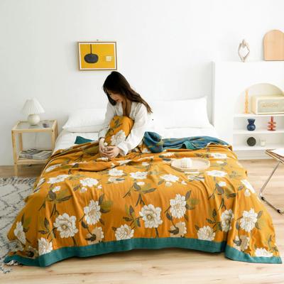 Coperte Plaid Fiori Nordici Per Letti Garza di Cotone Copri Divano Trapunta Fresca Estiva Coperta per il Tempo Libero Morbido Copriletto Matrimoniale