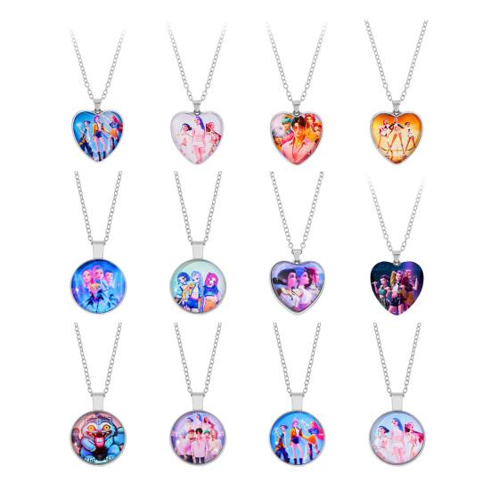 Korea Pop Necklace Heart Pendant Necklace Anime Movie Hunters Necklace Jewelry Gift for Teens Boys Girls Fans