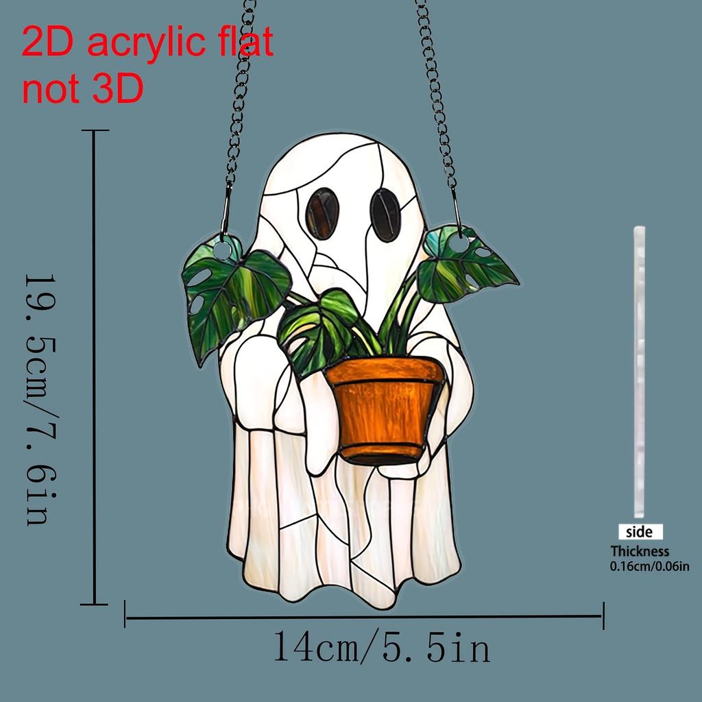 2D Flat, 1pc Light Catcher - Ghost Sun Catcher Acrylic Bright Color Lampshade Pendant Halloween Party Decoration Hanging Window Decor