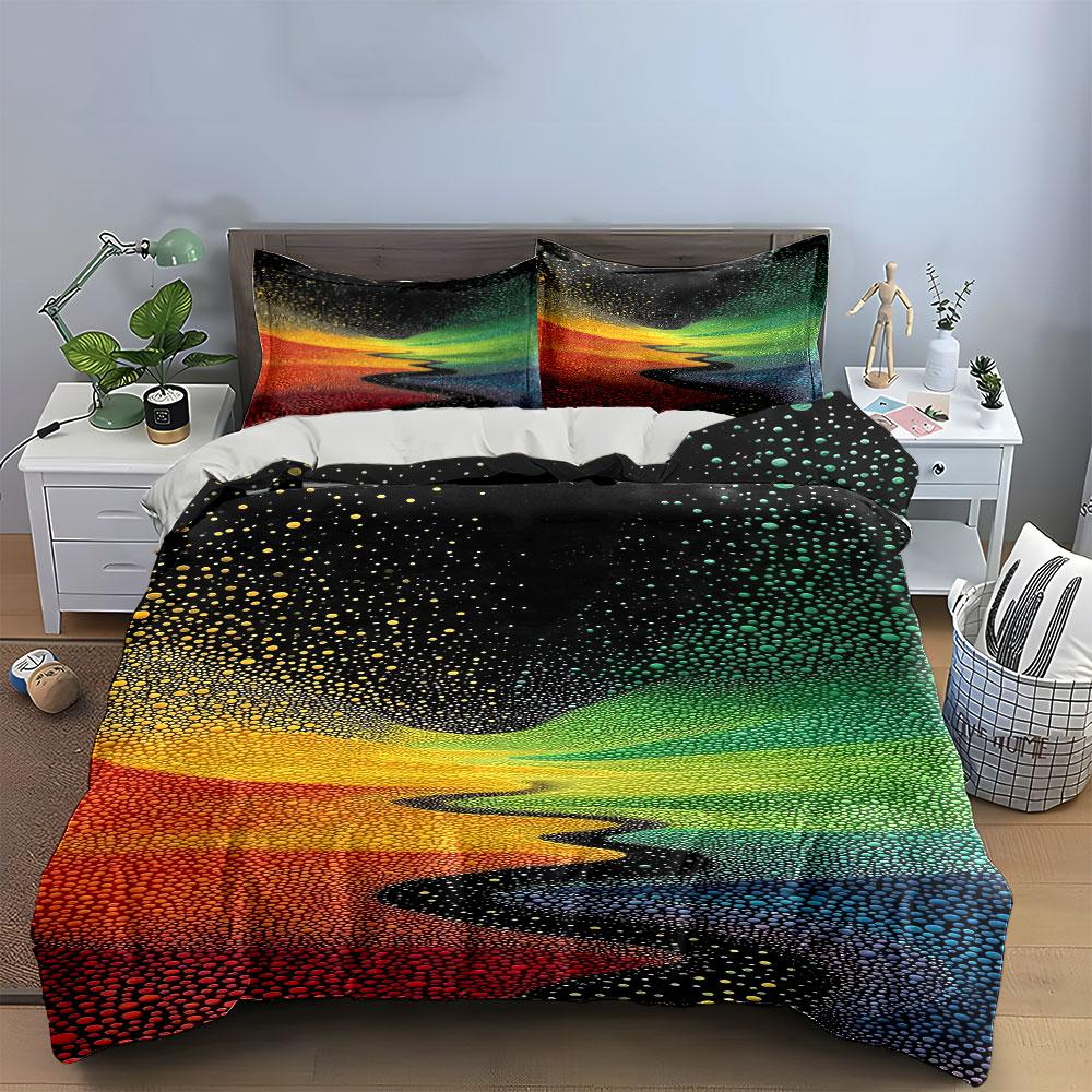 Multicolored gradient with dots. Bedding sets Duvet cover sets Duvet covers Pillowcases(1 * Duvet Cover 2 * Pillowcases without duvet insert)