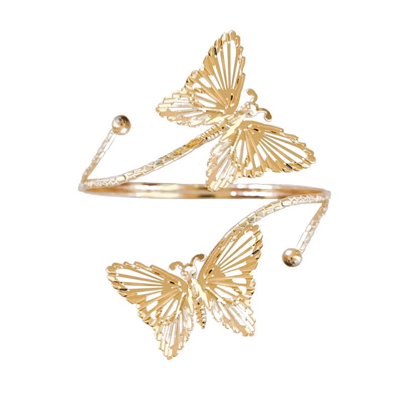 Schmetterling & Blume Metall Offener Armreif mit Eingesetzten Diamanten